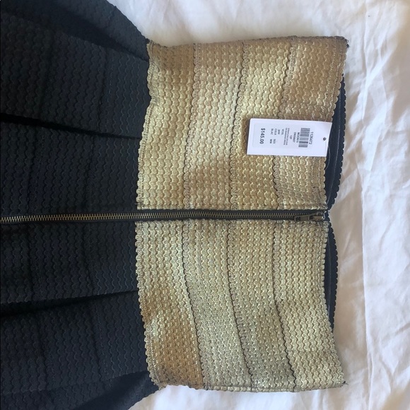 Black and Gold Strapless Mini Dress - Picture 4 of 5